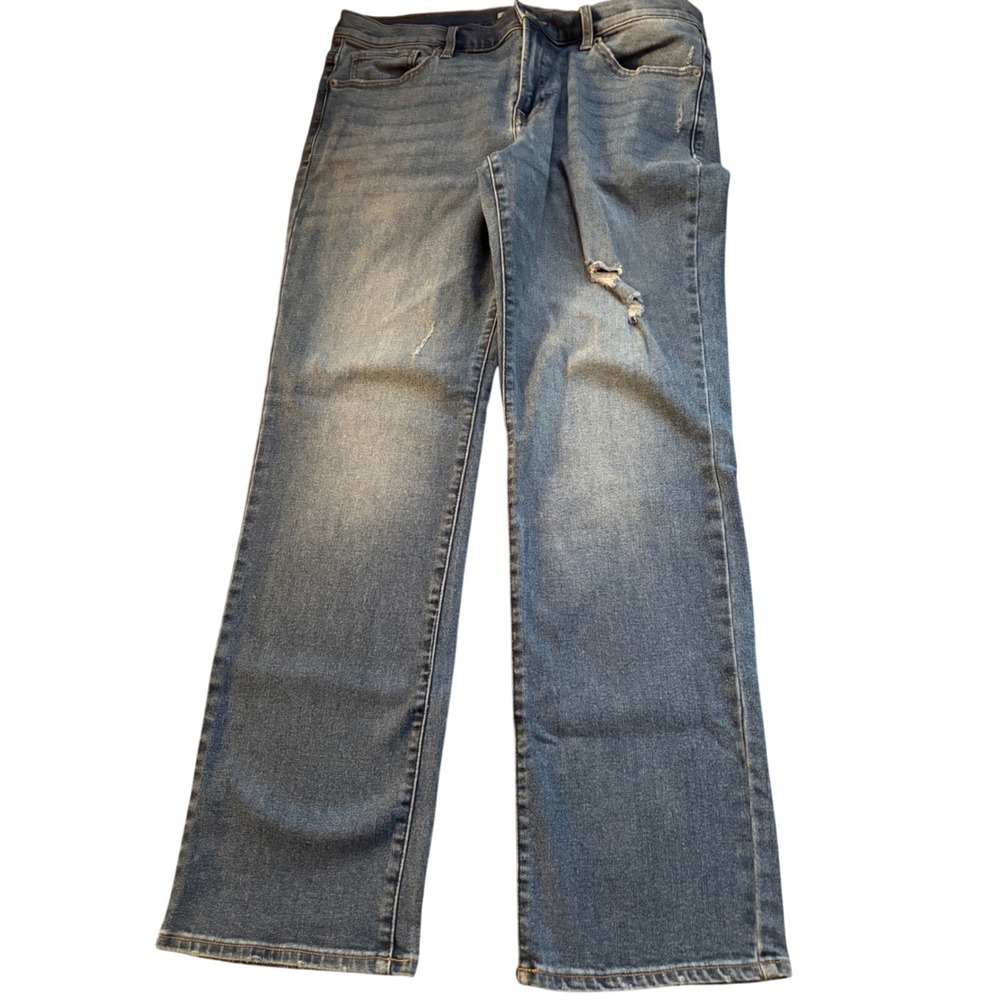 Lucky Brand Womens Jeans Size 14 32A Blue Straight Leg Distressed Denim‎